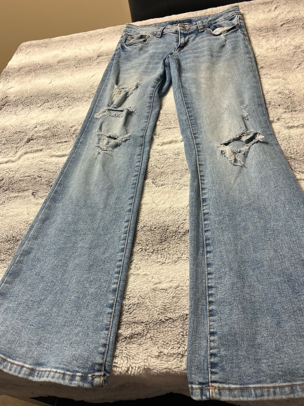 Aeropostale Light Blue Ripped Flare Jeans